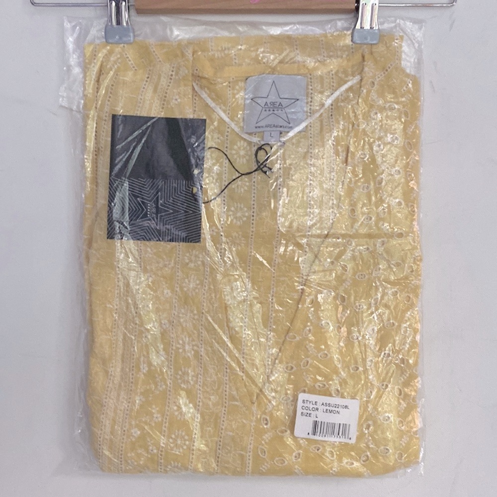 (A56) AREA STARS Luna Eyelet Embroidered Top, Color: Lemon, Size Large, NWT - Picture 7 of 9